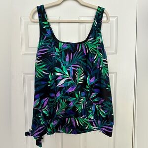 Side tie blossom swim tank top